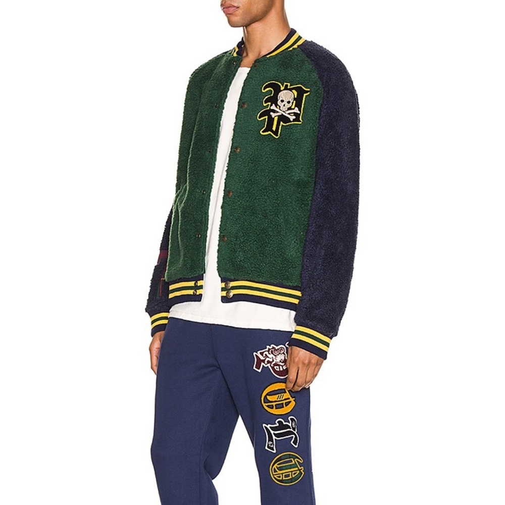 Ralph Lauren Polo fuzzy varsity letterman jacket